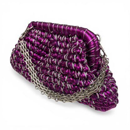 ZD Small Razzle Dazzle Clutch in Royal Purple with silver cord